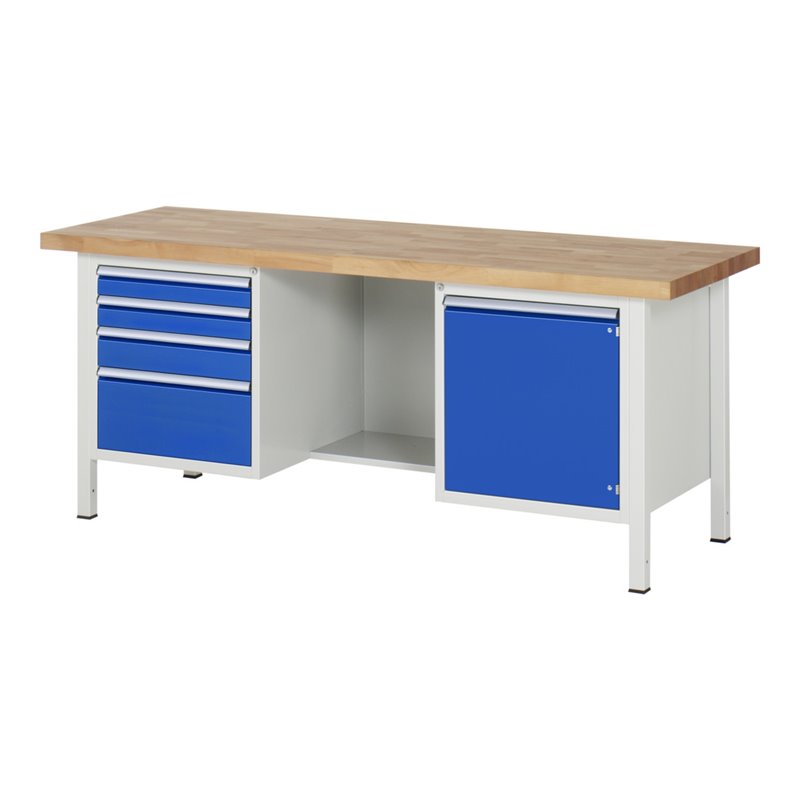 Rau Werkbank 8553A2, B2000xH840-1040mm, höhenverstellbar, 4x Schublade-TA, 1x Tür