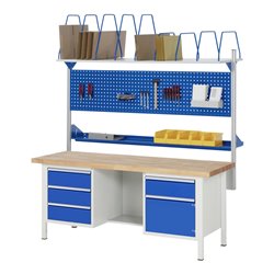 Rau Werkbank 8553A2, B2000xH840-1040mm, höhenverstellbar, 4x Schublade-TA, 1x Tür