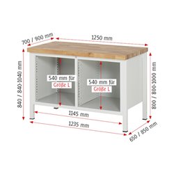 Rau Werkbank 8479A2, H840mm, 8x Schublade-TA
