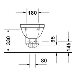 Duravit Wand-Bidet 1930 36x58,5cm, m HL, ÜL, Hahnlochbank, weiß