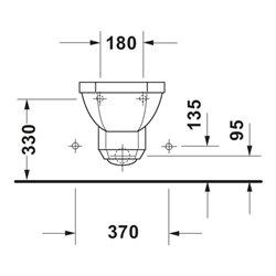 Duravit Wand-Bidet 1930 36x58,5cm, m HL, ÜL, Hahnlochbank, weiß