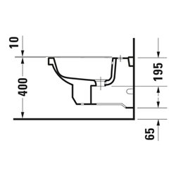 Duravit Wand-Bidet 1930 36x58,5cm, m HL, ÜL, Hahnlochbank, weiß