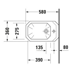 Duravit Wand-Bidet 1930 36x58,5cm, m HL, ÜL, Hahnlochbank, weiß