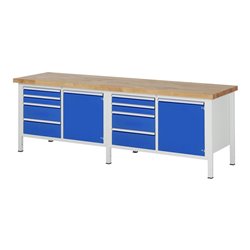 Rau Werkbank 8470A2, H840-1040mm, höhenverstellbar, 8x Schublade-TA, 2x Tür