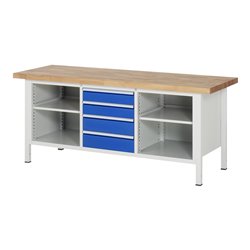 Rau Werkbank 8566A2, B2000xH840-1040mm, höhenverstellbar, 4x Schublade-TA