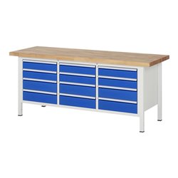 Rau Werkbank 8579A2, B2000xH840-1040mm, höhenverstellbar, 12x Schublade-TA