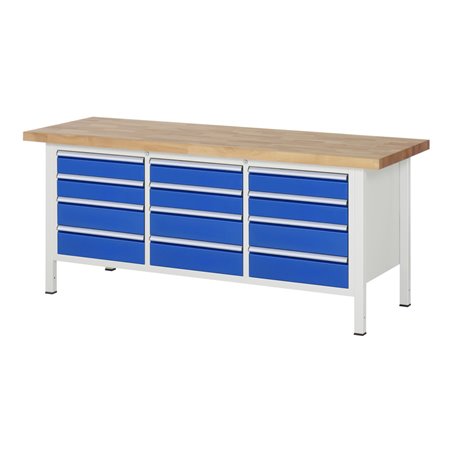 Rau Werkbank 8579A2, B2000xH840-1040mm, höhenverstellbar, 12x Schublade-TA