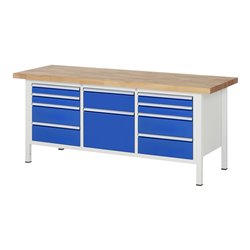 Rau Werkbank 8575A2, B2000xH840-1040mm, höhenverstellbar, 10x Schublade-TA