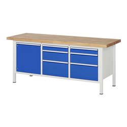 Rau Werkbank 8570A2, B2000xH840-1040mm, höhenverstellbar, 6x Schublade-TA, 1x Tür