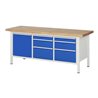 Rau Werkbank 8570A2, B2000xH840-1040mm, höhenverstellbar, 6x Schublade-TA, 1x Tür