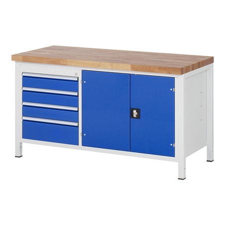 Rau Werkbank 8905A2, B1500xH840-1040mm, höhenverstellbar, 4x Schublade-TA, 1x Tür
