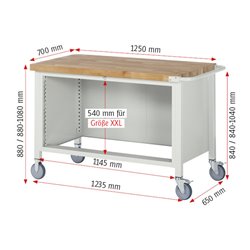Rau Fahrbare Werkbank 8357, T700xH880mm, 3x Schublade-TA
