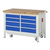 Rau Werkbank mit Fahrgestell 8477, T700xH880mm, 8x Schublade-TA