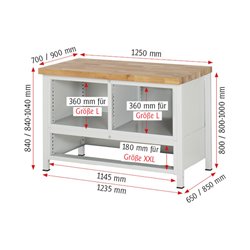 Rau Werkbank 8931A2, H840mm, 7x Schublade-TA