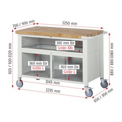 Rau Fahrbare Werkbank 8921, H880mm, 7x Schublade-TA