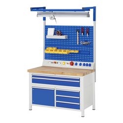 Rau Werkbank 8922A2, H840-1040mm, höhenverstellbar, 5x Schublade-TA, 1x Tür