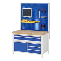 Rau Werkbank 8922A2, H840-1040mm, höhenverstellbar, 5x Schublade-TA, 1x Tür