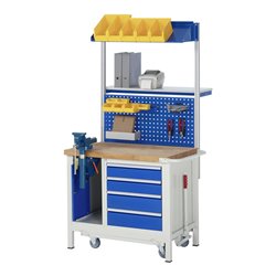 Rau Werkbank mit Fahrgestell 8185, T700xH880mm, 4x Schublade-TA, 1xSSK