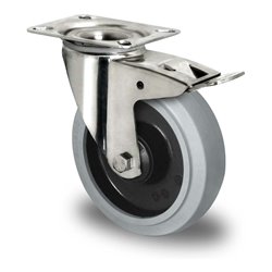 CASCOO Lenkrolle mit Totalfeststeller Serie R4E2 Kugellager Edelstahl