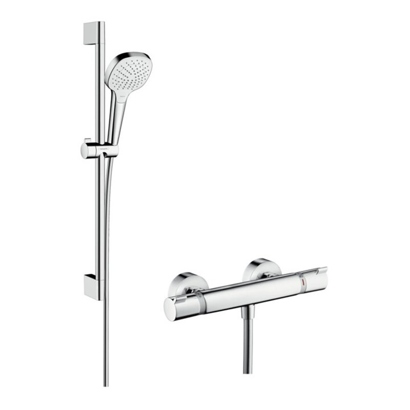 hansgrohe Brausesystem Croma Select E 669mm Brausestange, m Thermostat, weiß/chrom