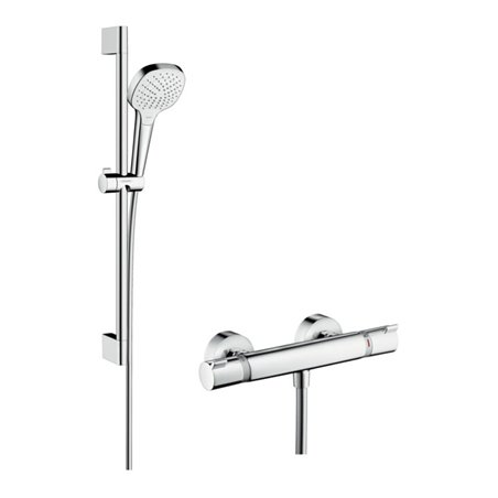 hansgrohe Brausesystem Croma Select E 669mm Brausestange, m Thermostat, weiß/chrom