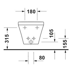 Duravit Wand-Bidet DuraStyle 37x54cm, m HL, ÜL, Hahnlochbank, weiß