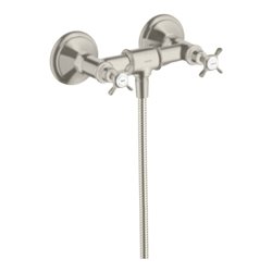 hansgrohe Zweigriff-Brausearmatur Axor Montreux AP, 1 Verbr., m Kreuzgr., Edelstahl-Optik