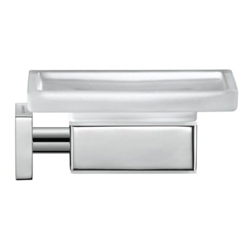 Duravit Seifenschale Karree 11,5x12,2cm, Gl. weiß matt, Halter chrom