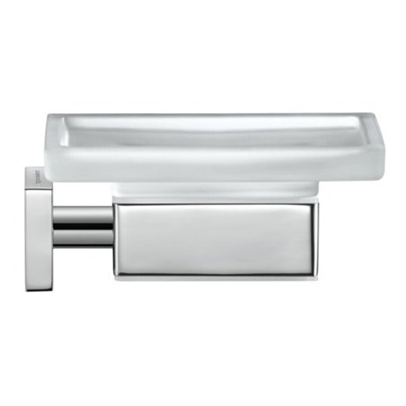Duravit Seifenschale Karree 11,5x12,2cm, Gl. weiß matt, Halter chrom