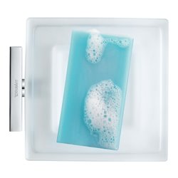 Duravit Seifenschale Karree 11,5x12,2cm, Gl. weiß matt, Halter chrom