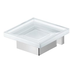 Duravit Seifenschale Karree 11,5x12,2cm, Gl. weiß matt, Halter chrom