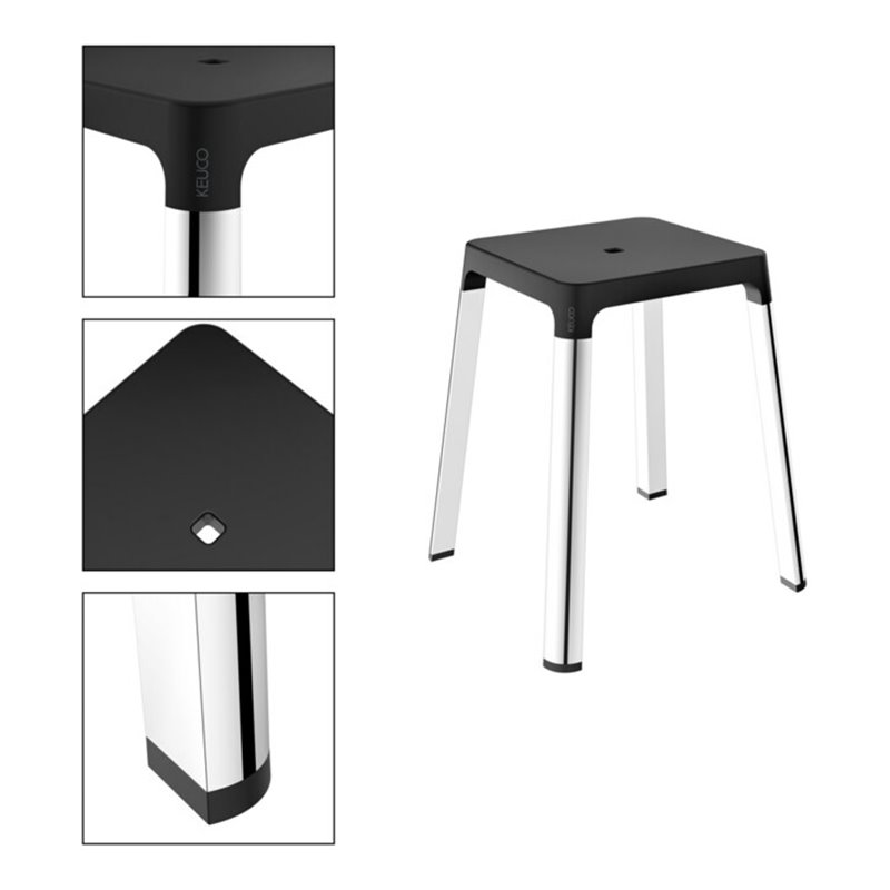 Keuco Hocker AXESS Sitzfläche 338mm, verchromt/schwarz