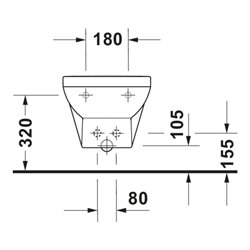 Duravit Wand-Bidet No. 1 37x54cm, m HL, ÜL, Hahnlochbank, weiß
