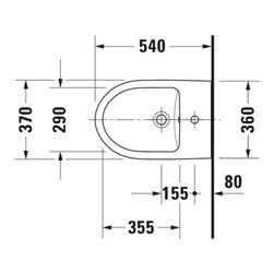 Duravit Wand-Bidet No. 1 37x54cm, m HL, ÜL, Hahnlochbank, weiß