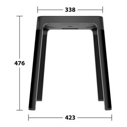 Keuco Hocker AXESS Sitzfläche 338mm, schwarz matt/schwarz
