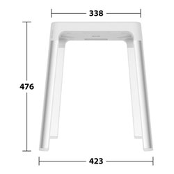 Keuco Hocker AXESS Sitzfl. 338mm, Alu silber eloxiert/weiß