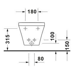 Duravit Wand-Bidet DuraStyle 37x62cm, m HL, ÜL, Hahnlochbank, weiß