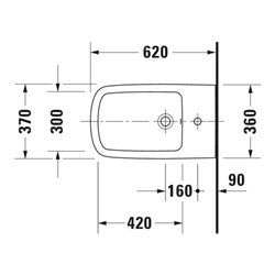 Duravit Wand-Bidet DuraStyle 37x62cm, m HL, ÜL, Hahnlochbank, weiß