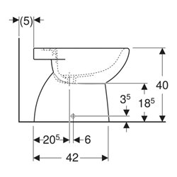 Geberit Stand-Bidet Renova m ÜL, teilgeschlossen, weiß KeraTect