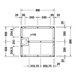 Duravit Fußgestell 90x80cm, höhenverstellbar von 8-10cm