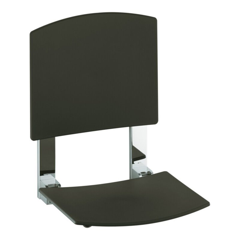 Keuco Klappsitz Plan Care AL silber-elox./sw, Wd., m Rückenl.