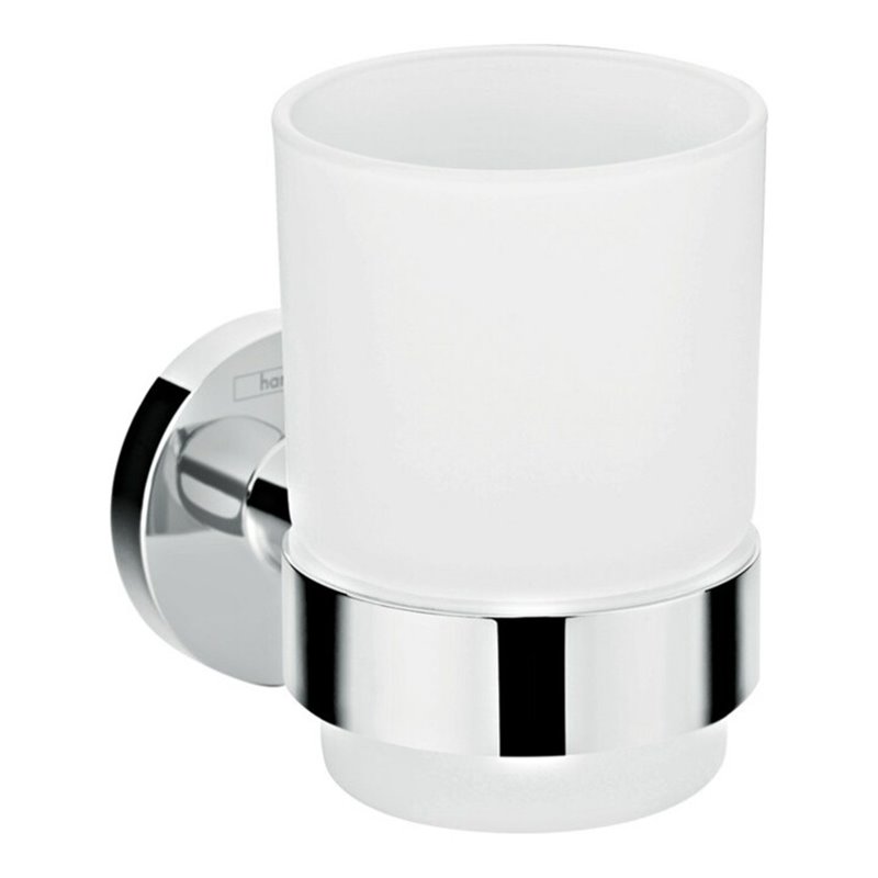 hansgrohe Zahnputzbecher Logis Universal Wandmont., Glaseins. Mattglas, Met., chr