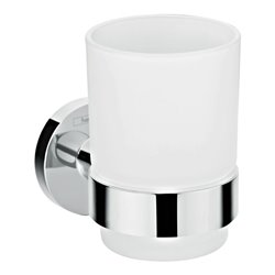hansgrohe Zahnputzbecher Logis Universal Wandmont., Glaseins. Mattglas, Met., chr