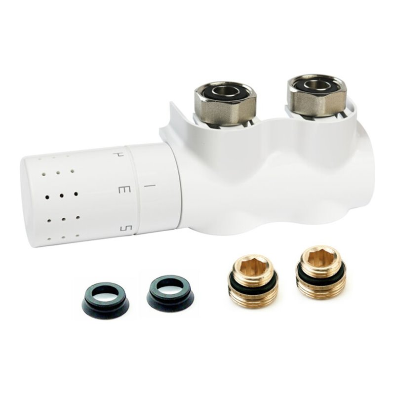 Flamco Ventilhahnblock AutoSar ThermodDesign E li m TH-Kopf + Bl., we.