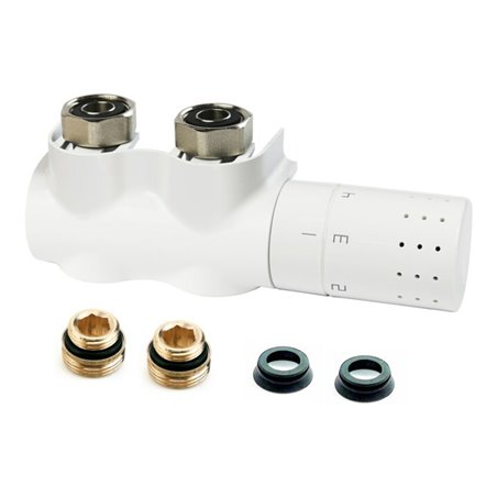 Flamco Ventilhahnblock AutoSar ThermodDesign E re m TH-Kopf + Bl., we.