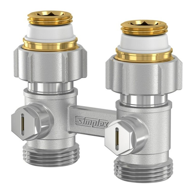 Flamco Zweirohr-Hahnblock EXCLUSIV D1/50 G 3/4 M EKxG 1/2 M, DG, m Ni., MS vern