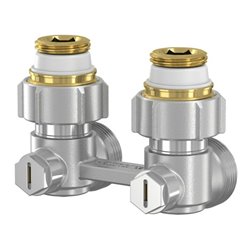 Flamco Zweirohr-Hahnblock EXCLUSIV E1/50 G 3/4 M EKxG 1/2 M, Eck, m Ni., MS vern