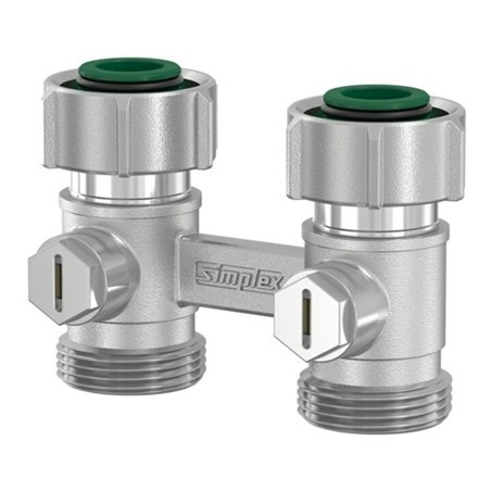 Flamco Zweirohr-Hahnblock EXCLUSIV D2/50 G 3/4 M EKxG 3/4 F, DG, MS vernickelt