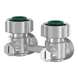 Flamco Zweirohr-Hahnblock EXCLUSIV E2/50 Eck, MS vern, G 3/4 M EurokonusxG 3/4 F