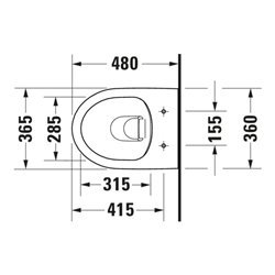 Duravit Wand-WC, Tiefspüler No. 1 Compact 36,5x48cm, 4,5 l, Rimless, weiß